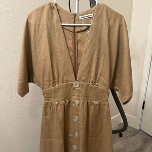 NWT Reformation Khaki Linen Mini Dress